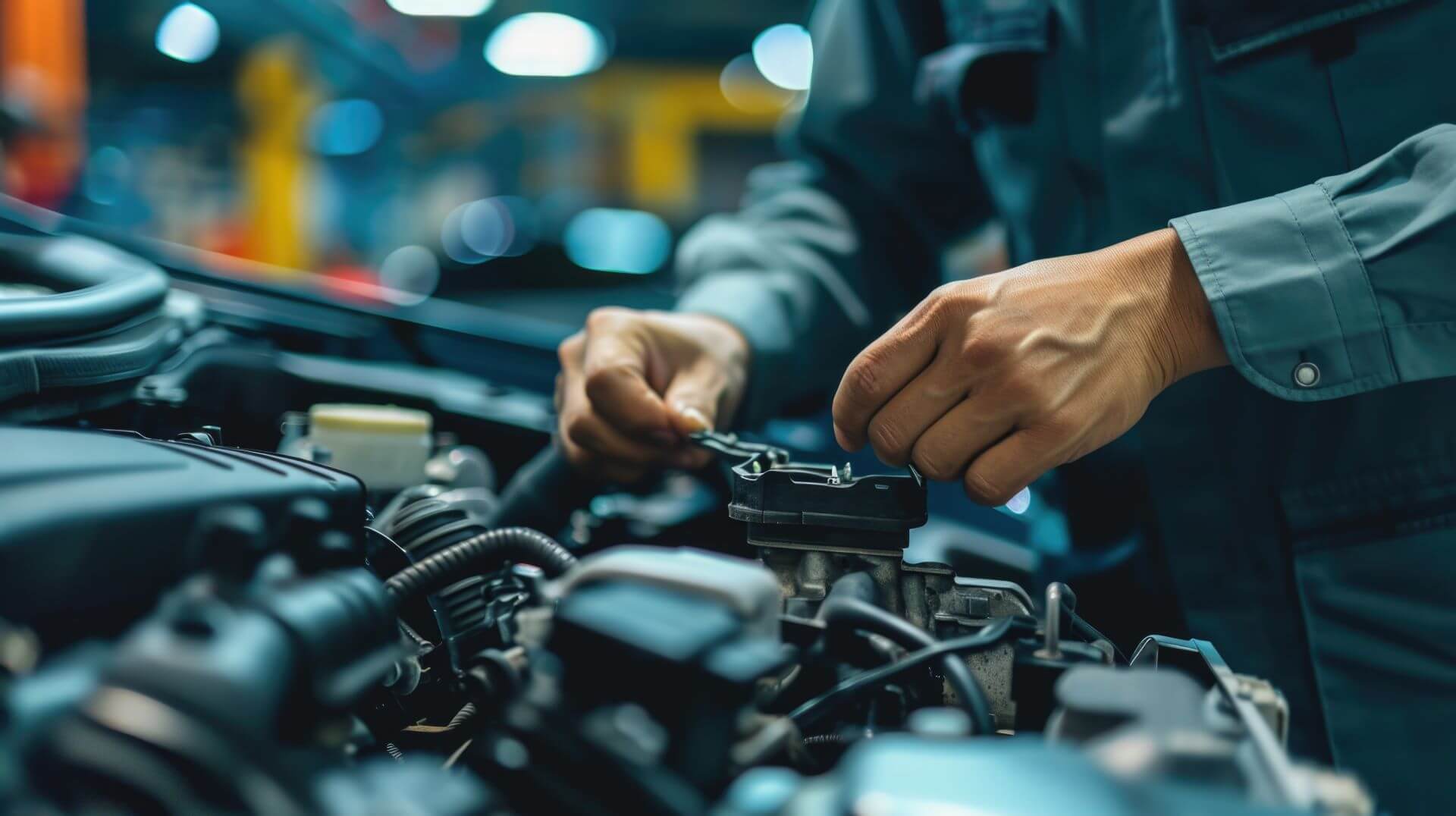 Summit Trucks service technician working on truck engine