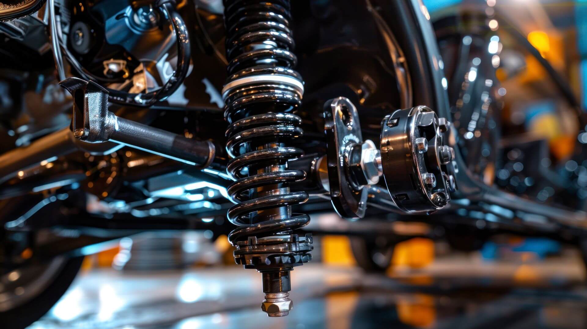 a coilover lift kit being installed at Summit Trucks for an off-roading customer