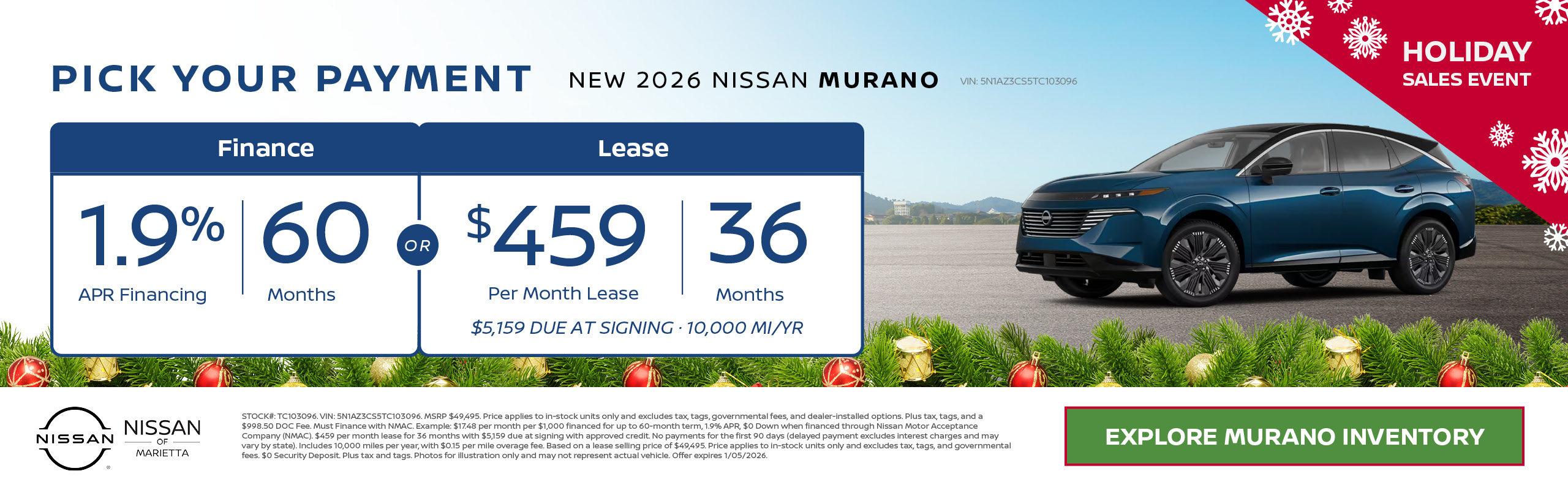 2026 Nissan Murano Finance or Lease offer