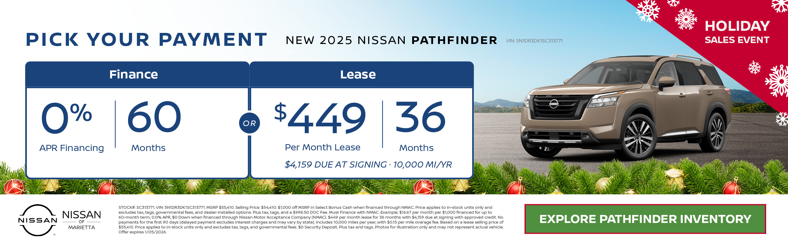 2025 Nissan Pathfinder Finance or Lease offer