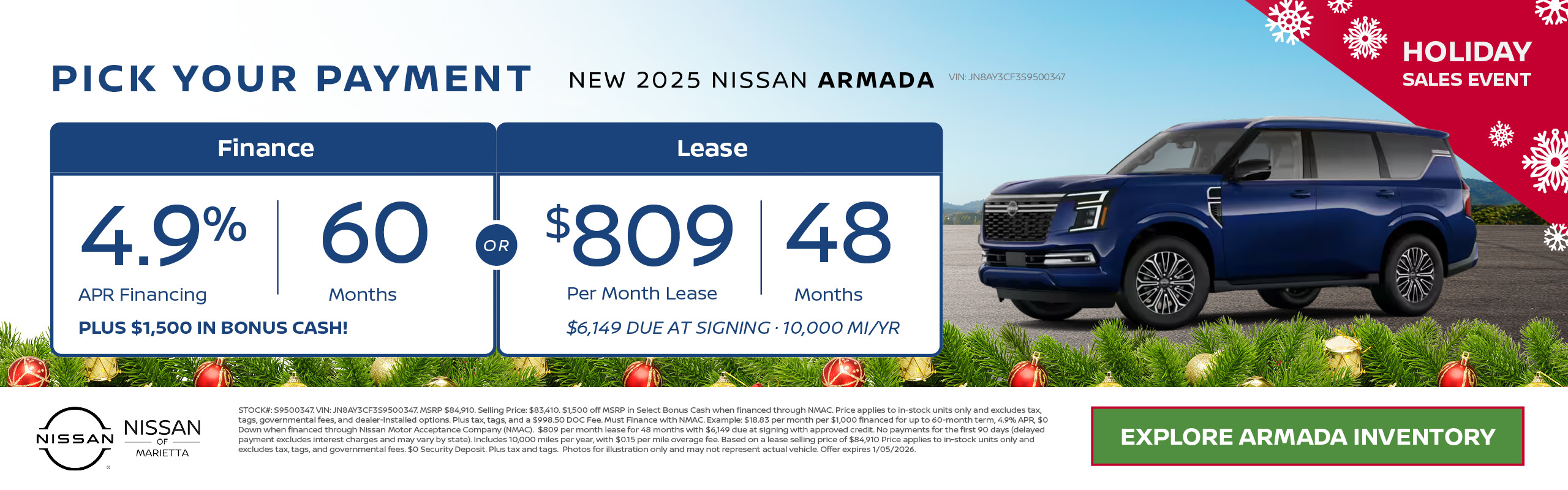 2025 Nissan Armada Finance or Lease offer