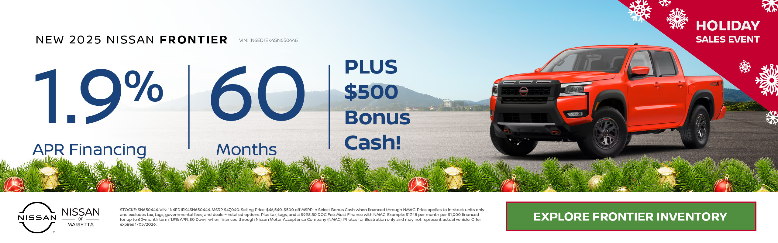 2025 Nissan Frontier APR offer