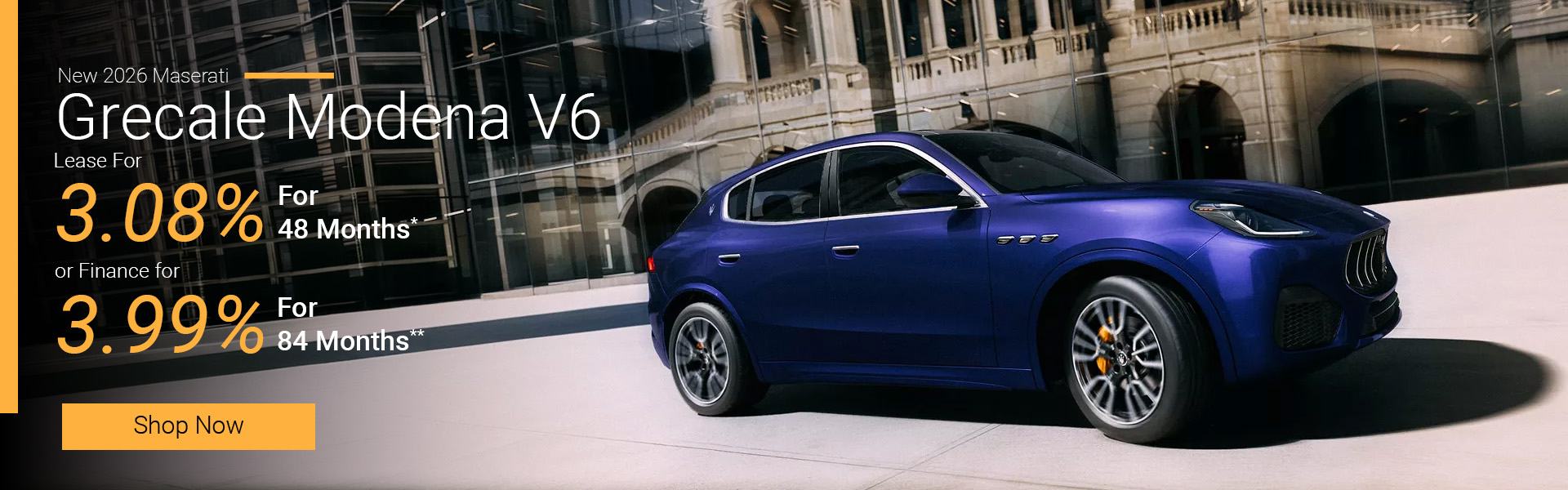 2026 Maserati Grecale Modena V6 Lease for 3.08% for 48 months* Or Finance for 3.99% APR for 84 months**