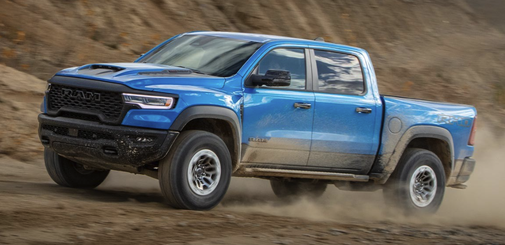 2026 Ram 1500 blue front angle — configured for maximum towing at St. Albert Dodge