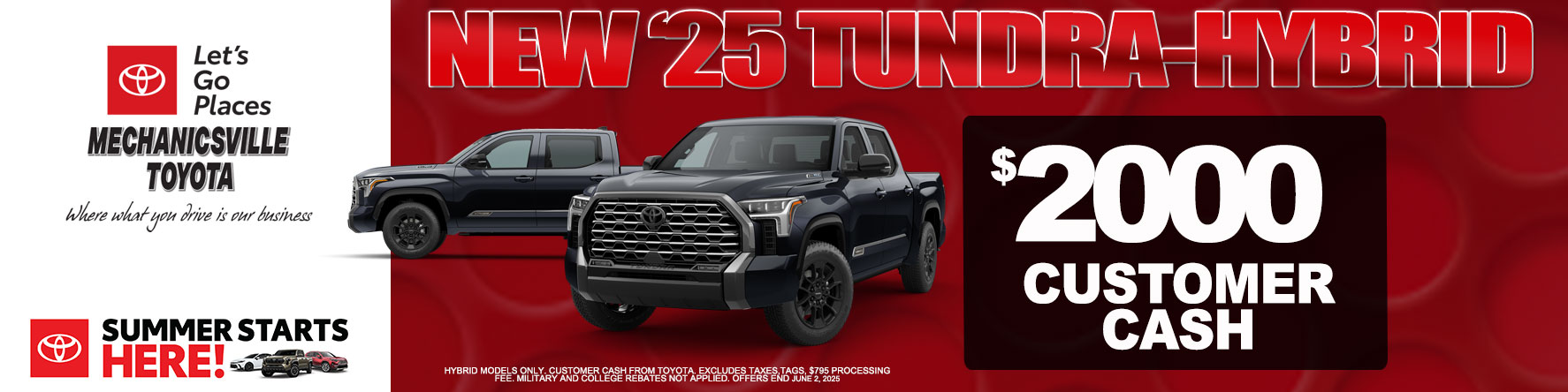 May Tundra Hybrid offer