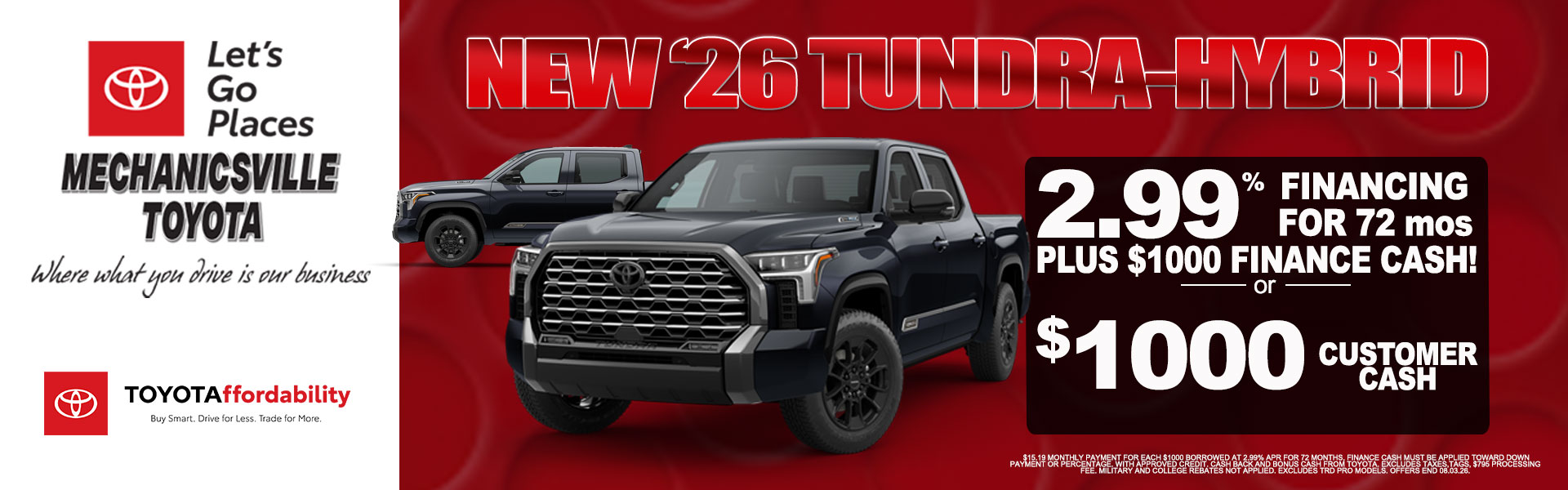 July Tundra Hybrid offer