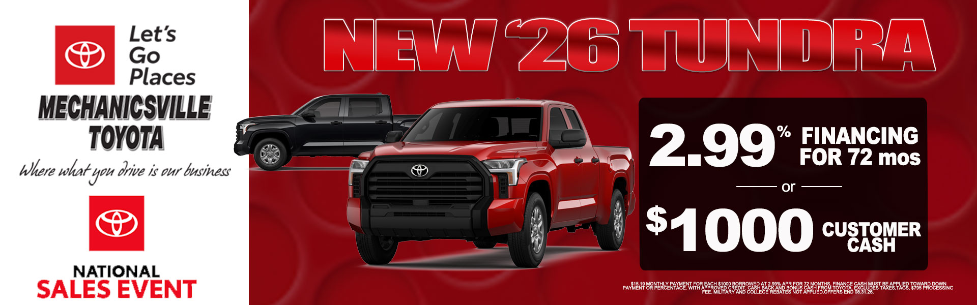 Aug Tundra offer