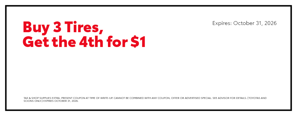 Buy 3 tires, get the 4th for $1
