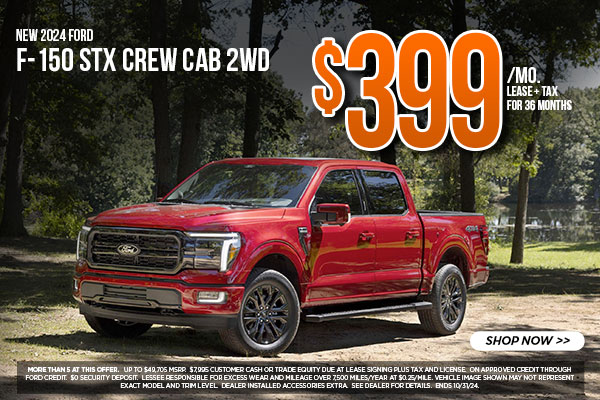 New 2024 Ford F-150 STX Crew Cab 2WD $399 lease offer