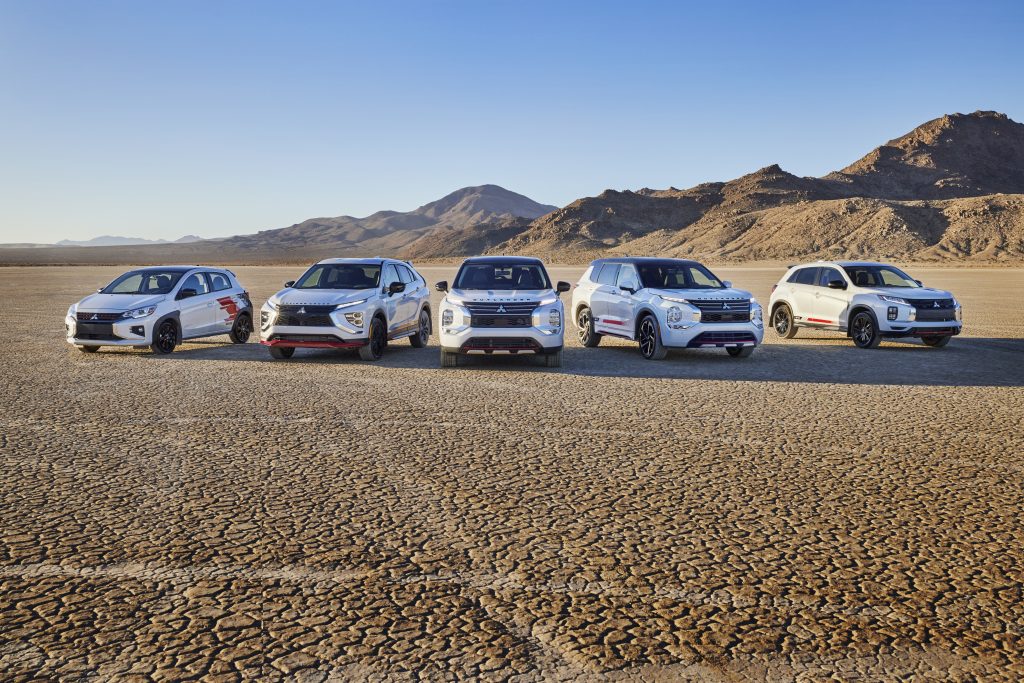 2023 Full Mitsubishi lineup in a desert