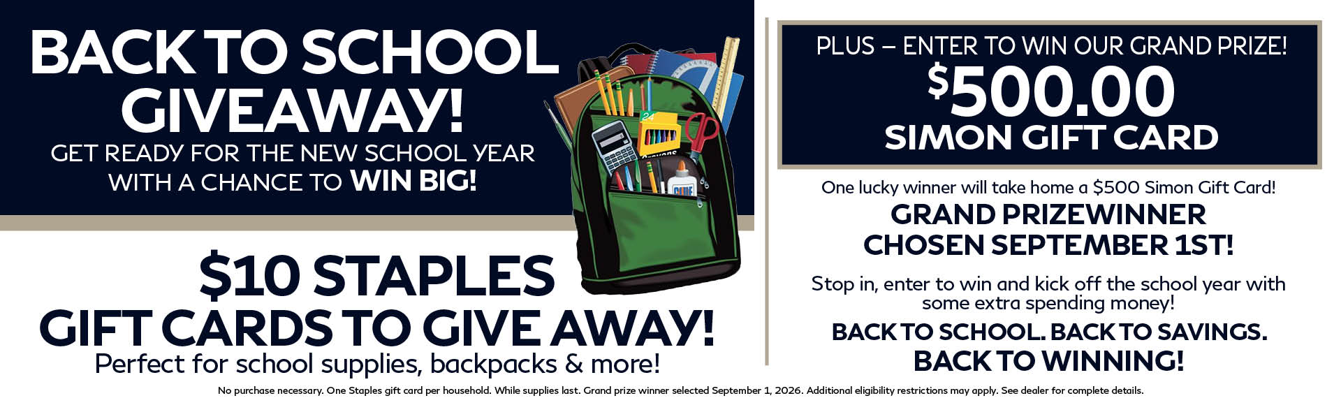 Back to School Giveaway at Smithtown INFINITI