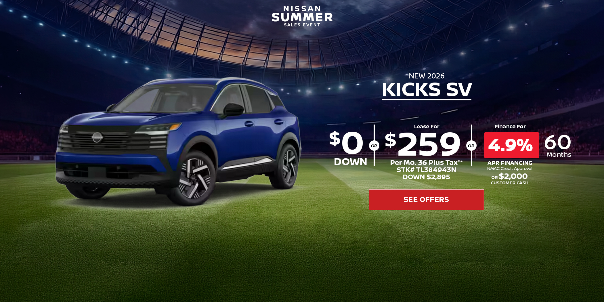 NEW NISSAN KICKS SV LEASE