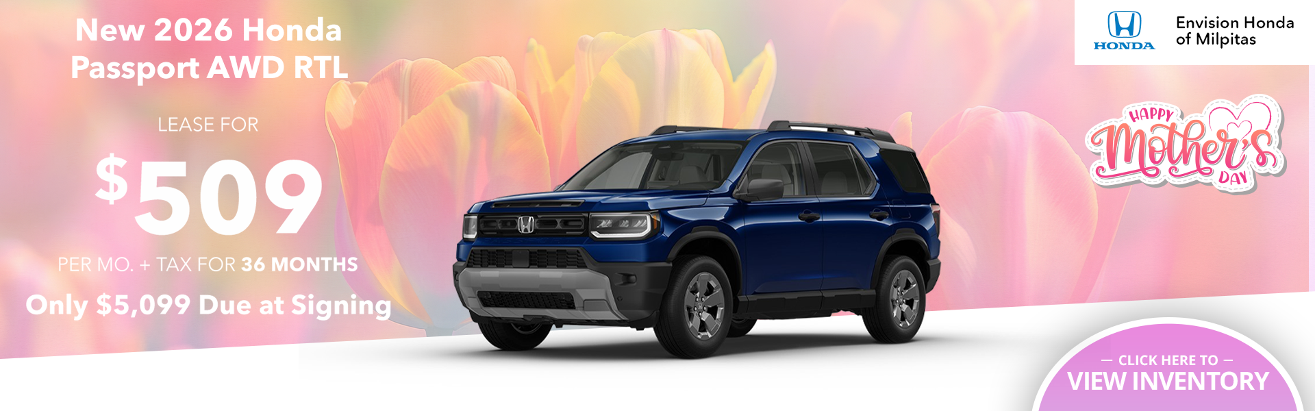 2026 Honda Passport AWD RTL Lease - Pink Flowers