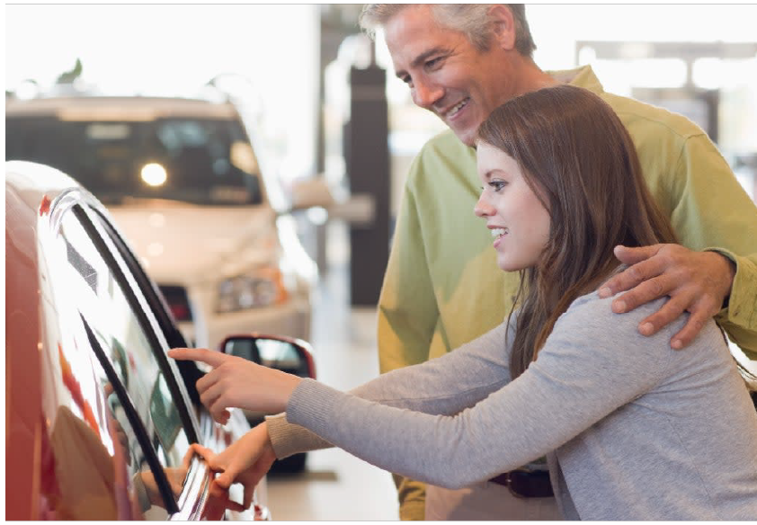 Customers viewing a car