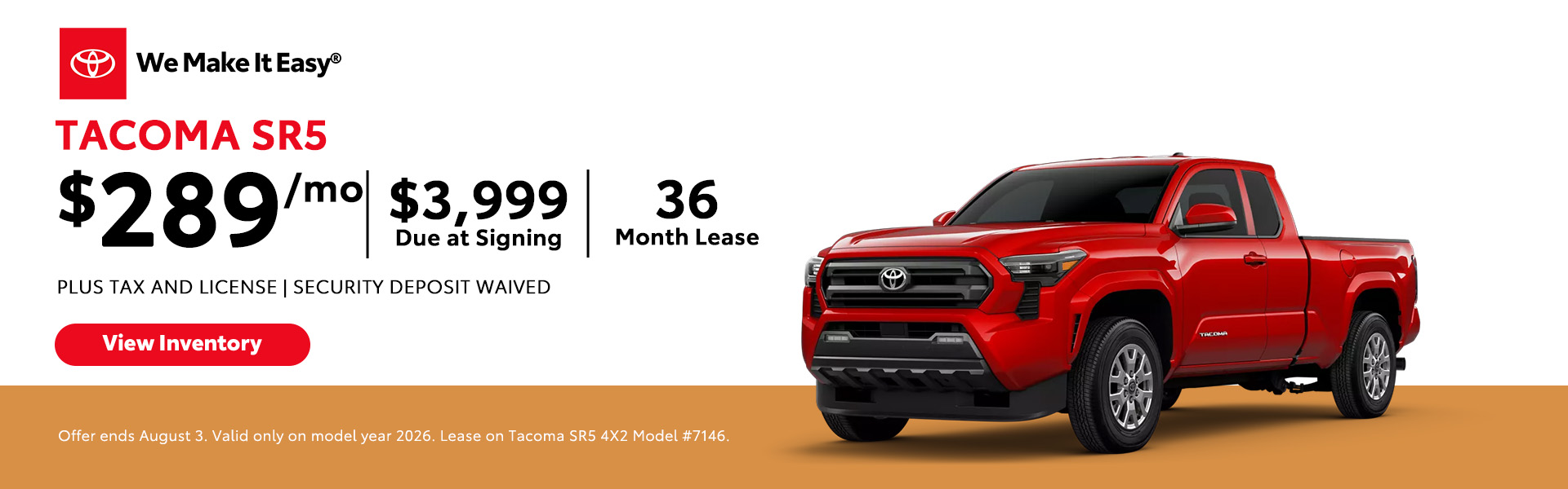 Attractive offers on a New Toyota Tacoma - Lease