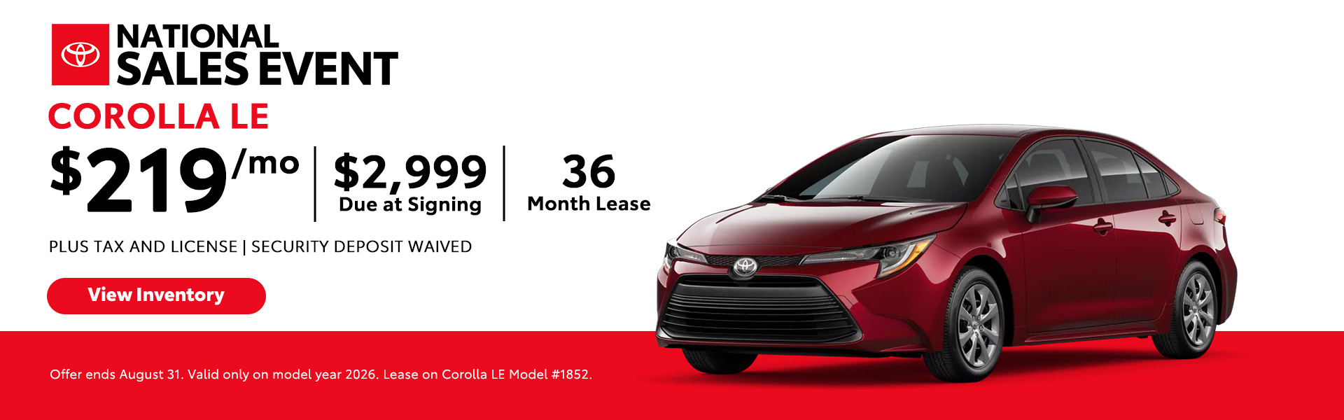 Attractive offers on a New Toyota Corolla