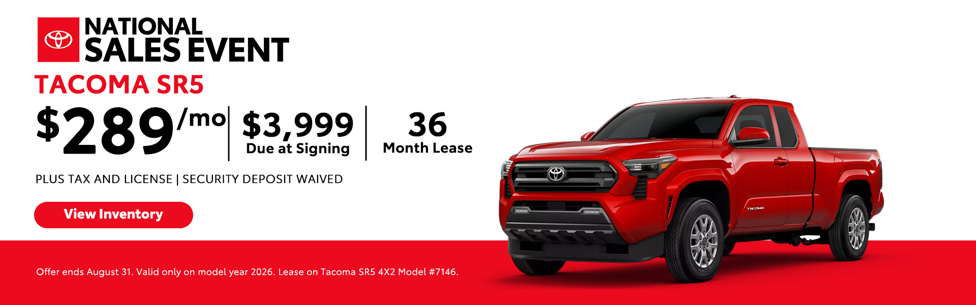 Attractive offers on a New Toyota Tacoma - Lease