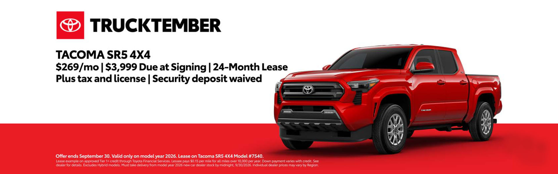 Attractive offers on a New Toyota Tacoma - Lease