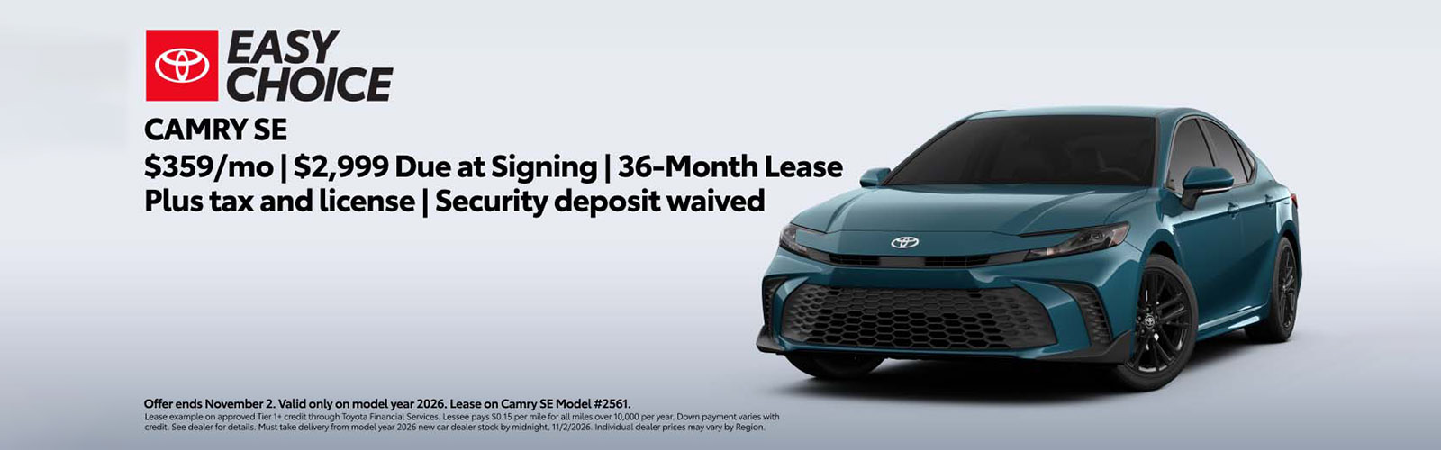 Attractive offers on a New Toyota Camry