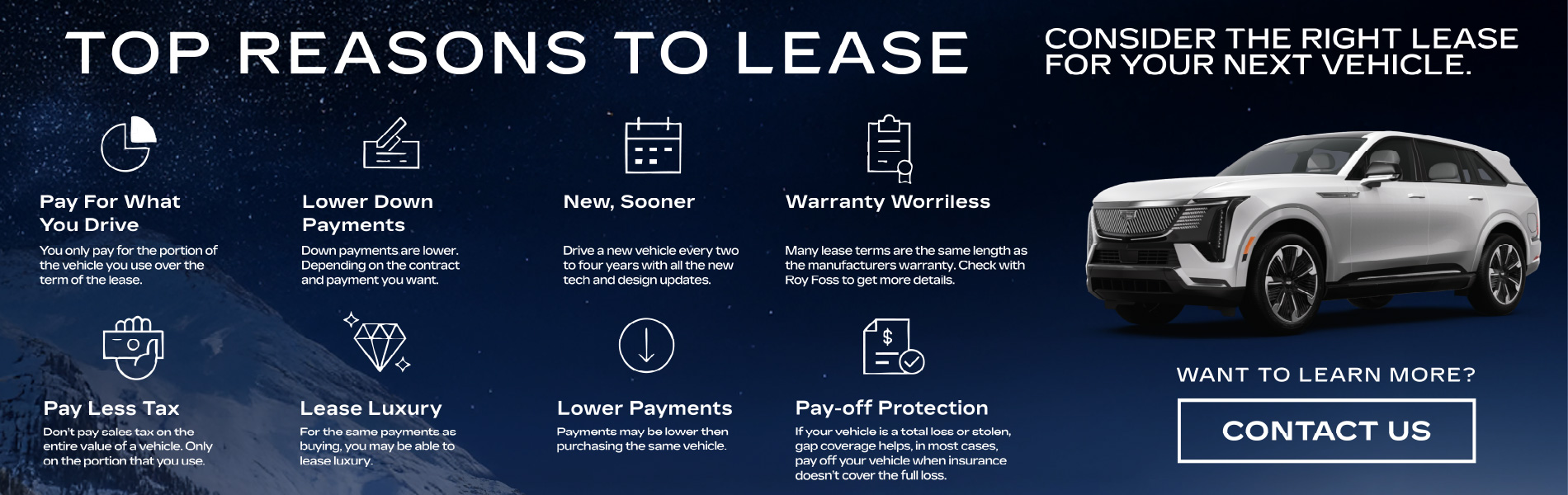 Reasons to Lease from Roy Foss