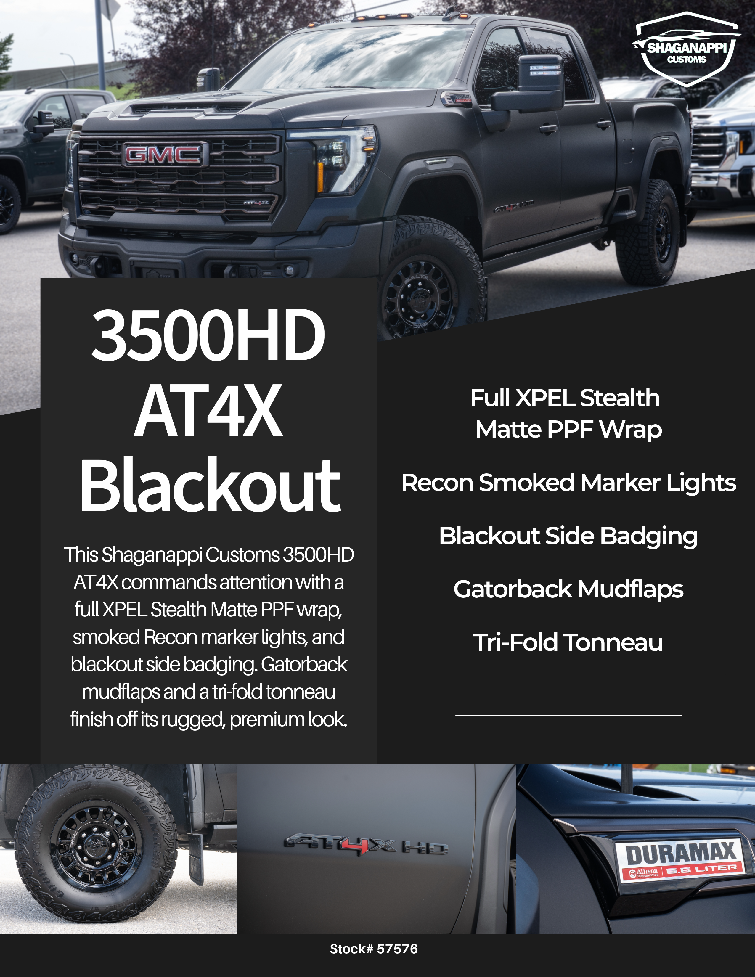 2025 GMC Sierra 3500 HD AT4X Matte Black — Shaganappi Customs