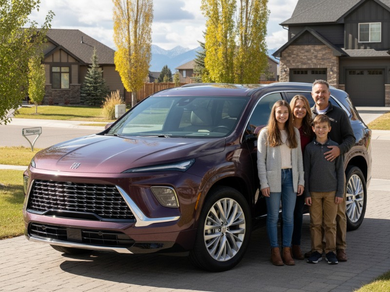 Sarah and family with their Buick Enclave