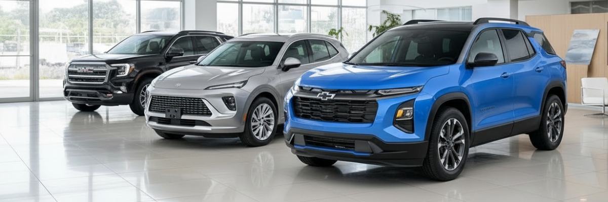 2026 Buick Envision, Chevrolet Equinox, and GMC Terrain crossover SUVs side-by-side comparison