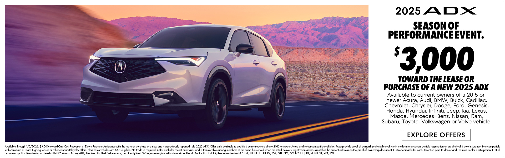 $3,000 Towards Teh Lease of a nw 2025 ADX