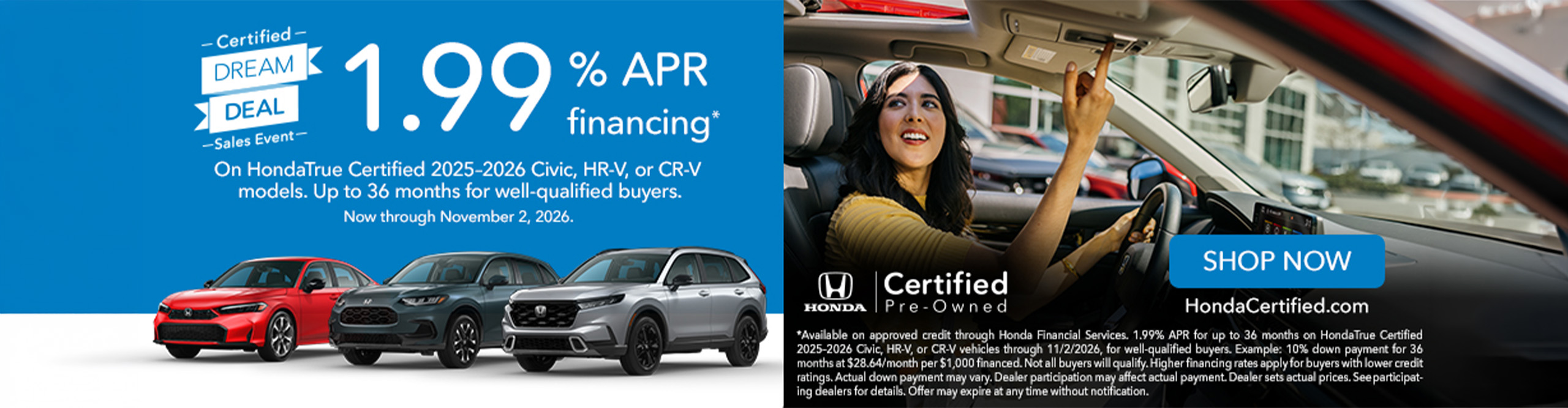 Honda Certified Dream Deal Sales Event on Honda Certified Pre-Owned Vehicles at Mt. Kisco Honda