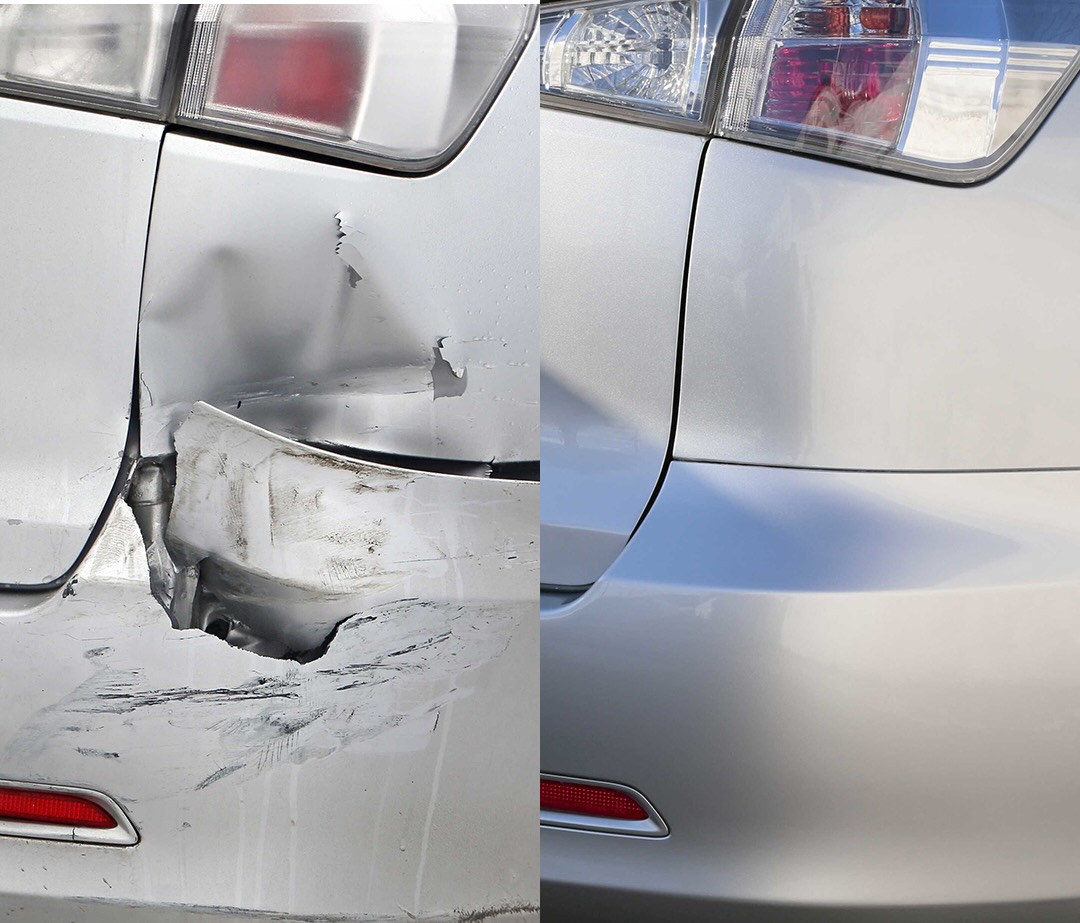 Collision Center Technician Painting Vehicle