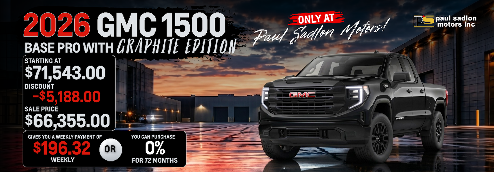 2026 Sierra 1500 offer banner - desktop