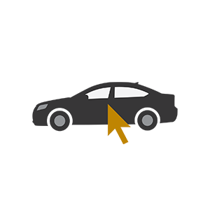Icon of a car with a cursor arrow