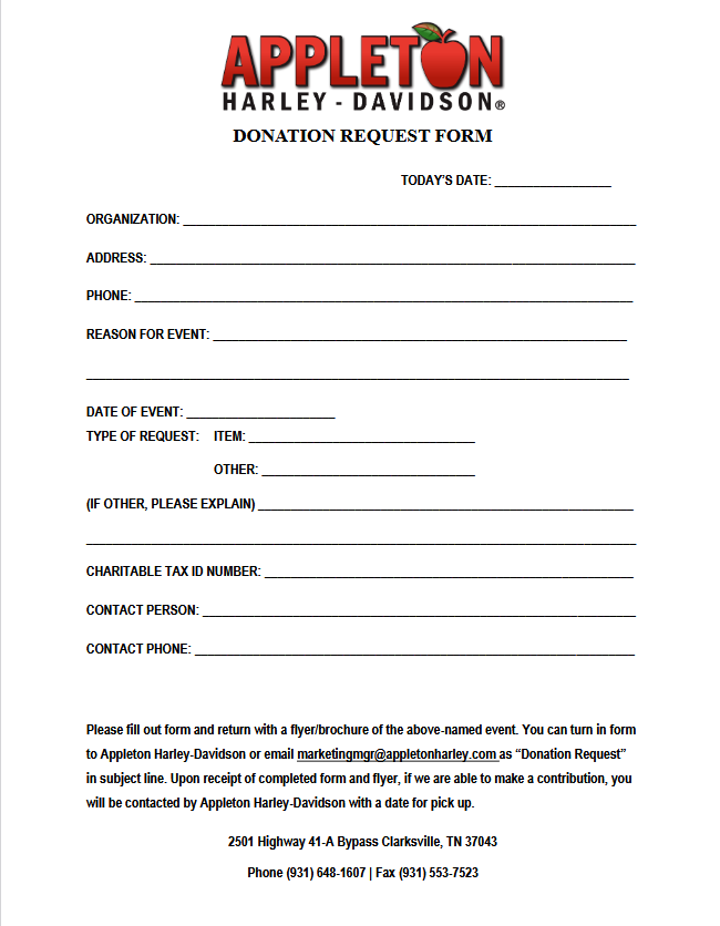 Donation request form