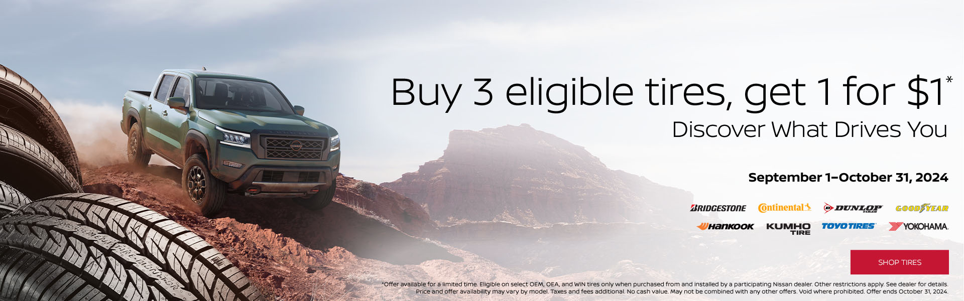 Buy 3 eligible tires, get 1 for $1