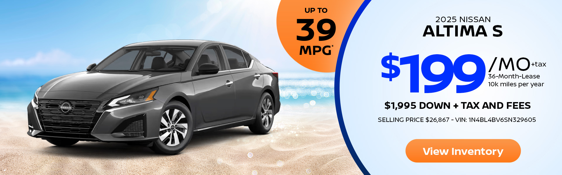 Nissan Altima $199 Lease 2025 Nissan Altima Lease offer