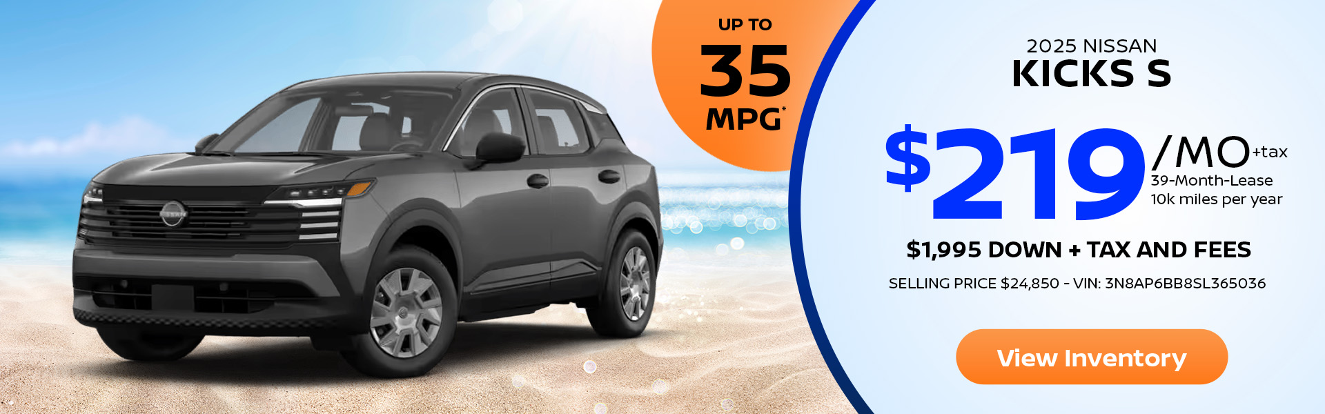Nissan Kicks $219 Lease 2025 Nissan Kicks Lease offer