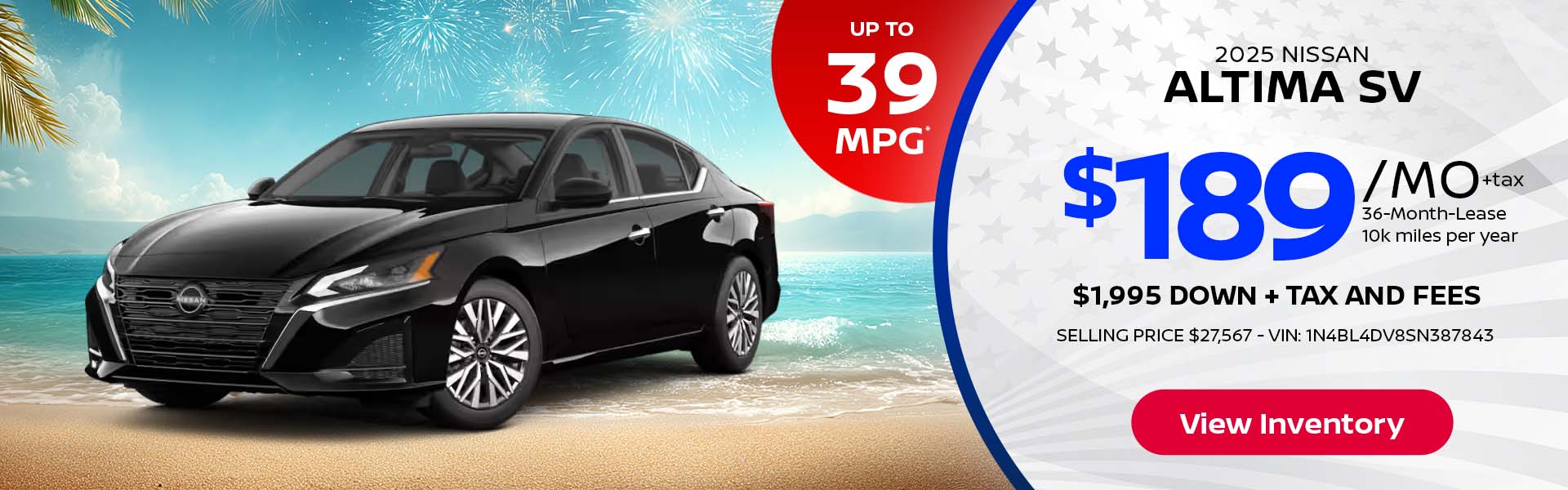 Nissan Altima $189 Lease 2025 Nissan Altima Lease offer