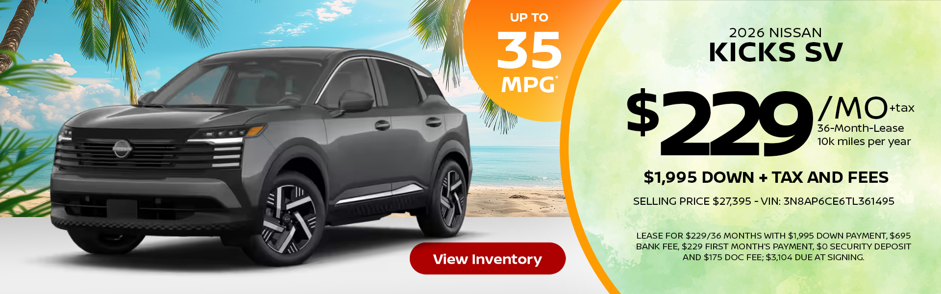 2026 Nissan Kicks Lease Offer