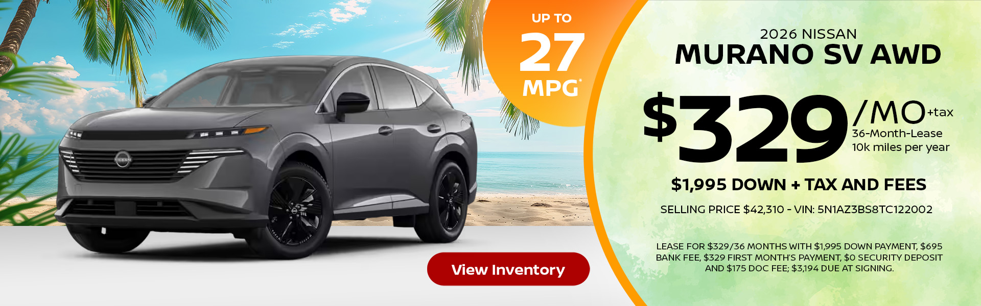 2026 Nissan Murano Lease Offer