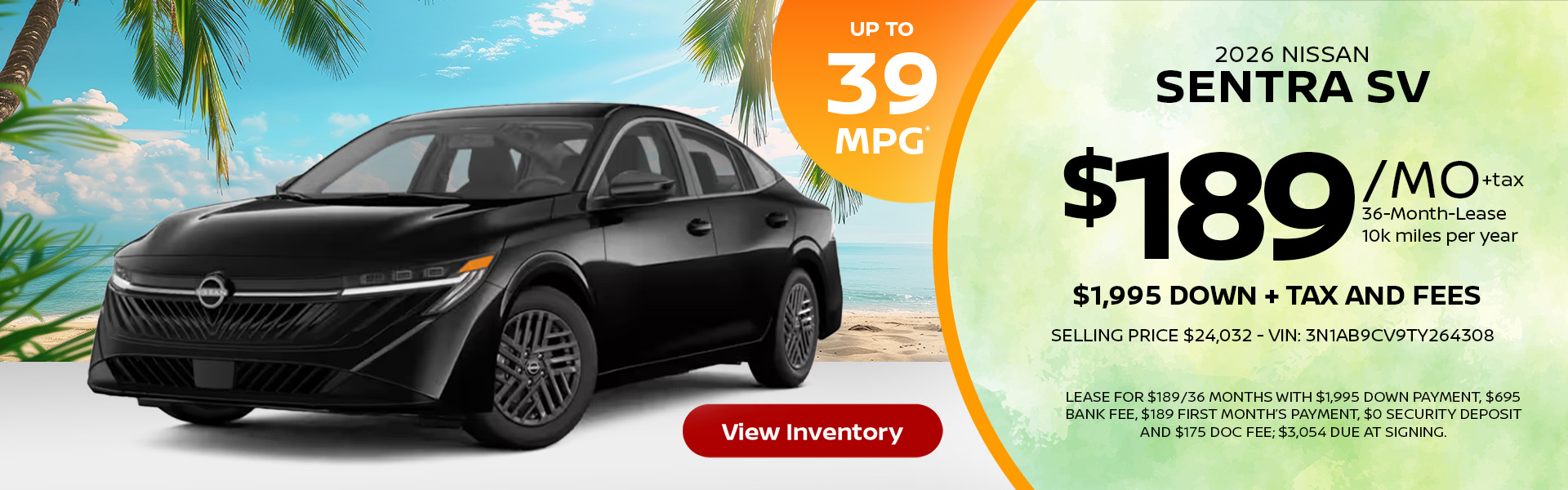 2026 Nissan Sentra Lease Offer