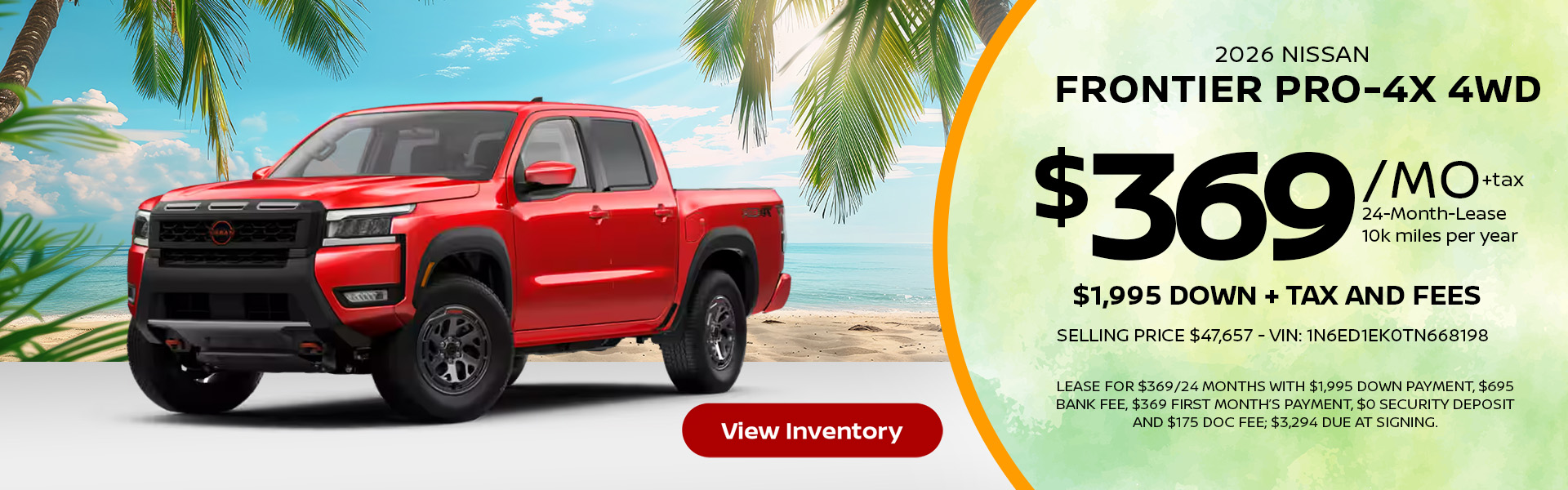 2026 Nissan Frontier Lease Offer