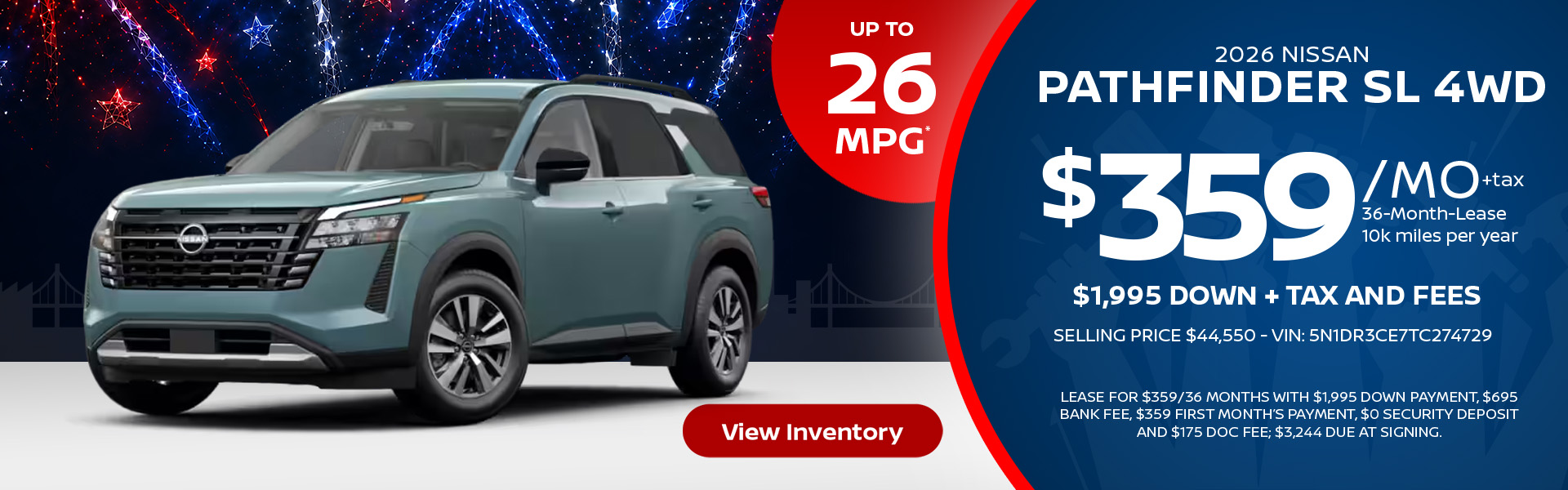 2026 Nissan Pathfinder Lease offer
