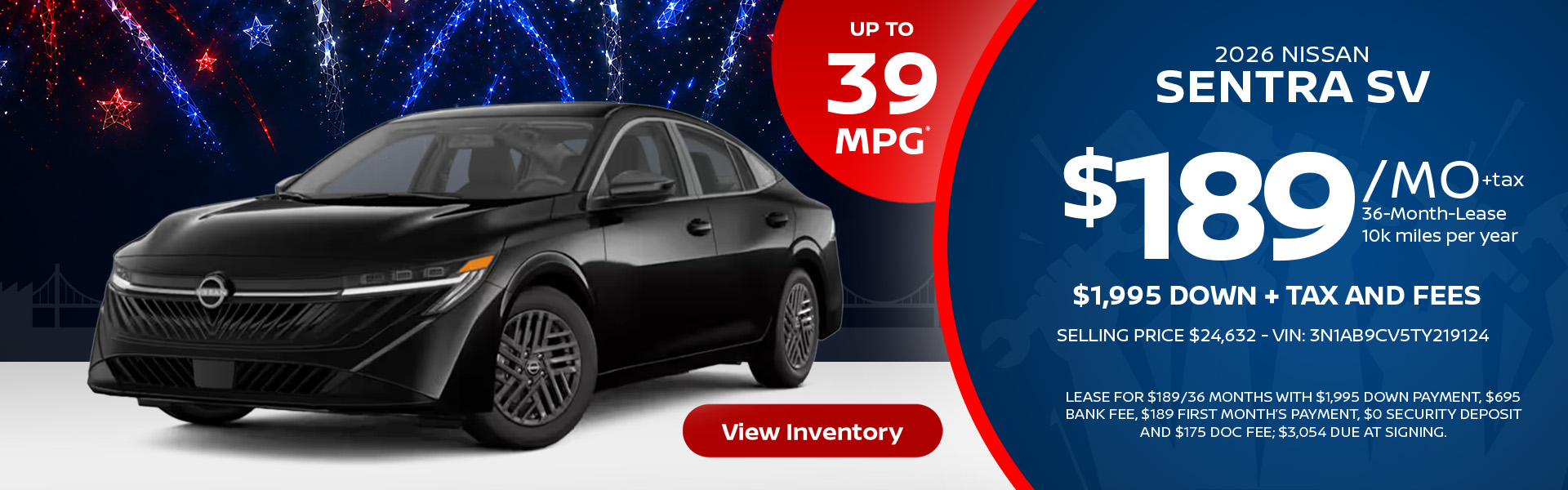 2026 Nissan Sentra Lease offer
