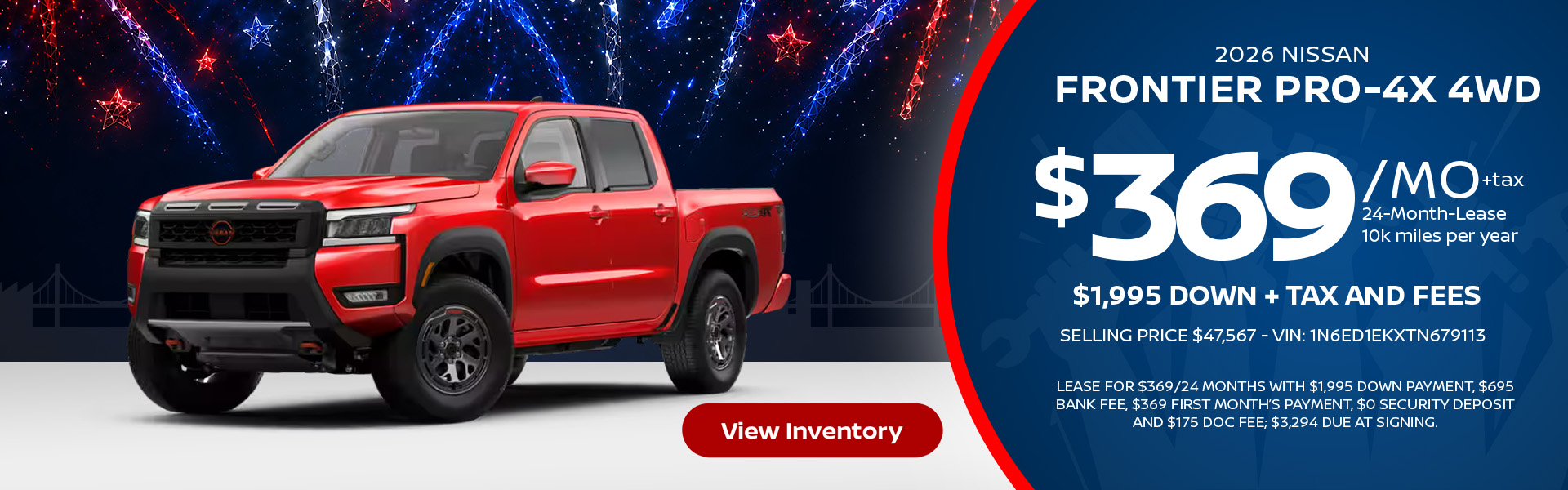 2026 Nissan Frontier Lease offer