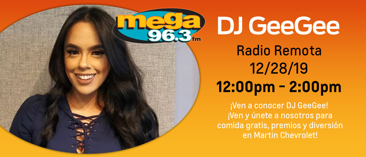 En Martin Chevrolet en Torrance, nos encanta divertirnos con Mega 96.3 La Musica y GeeGee