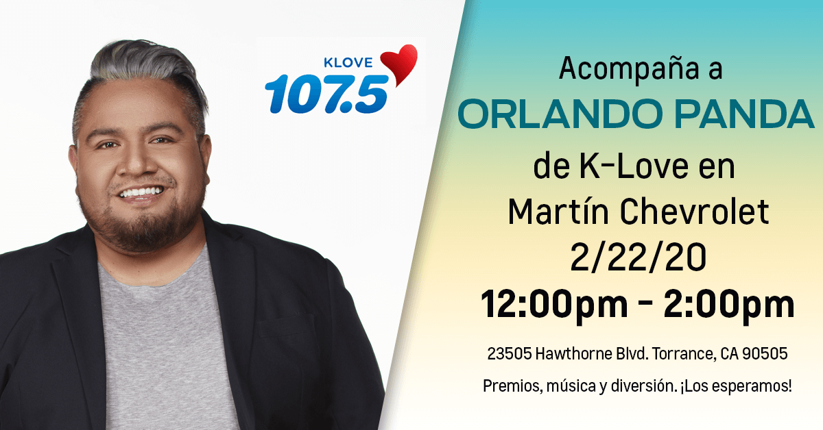 ¡Acompaña a Orlando Panda de KLVE en Martin Chevrolet para divertirte con juegos y premios!