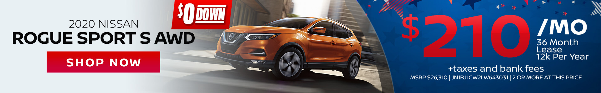 Nissan Rogue Sport $210 Lease