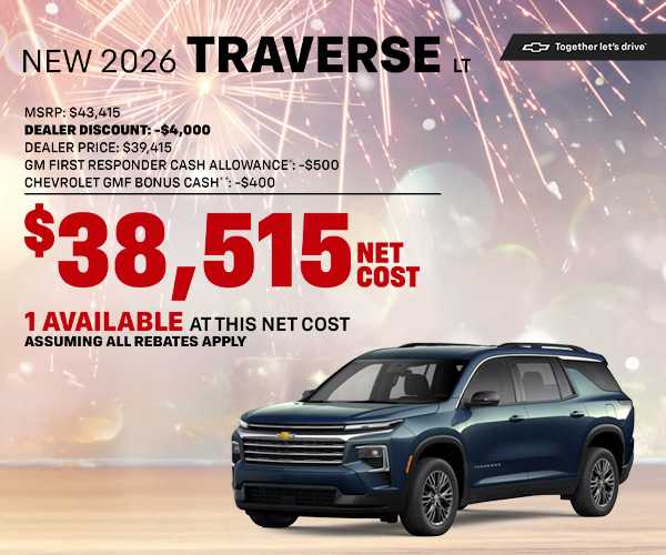 Amazing offer on a 2026 CHEVROLET TRAVERSE