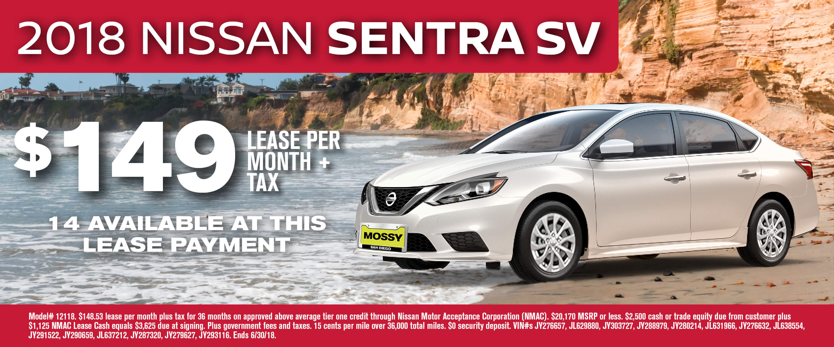 2018 nissan sentra sv $149 lease per month + tax