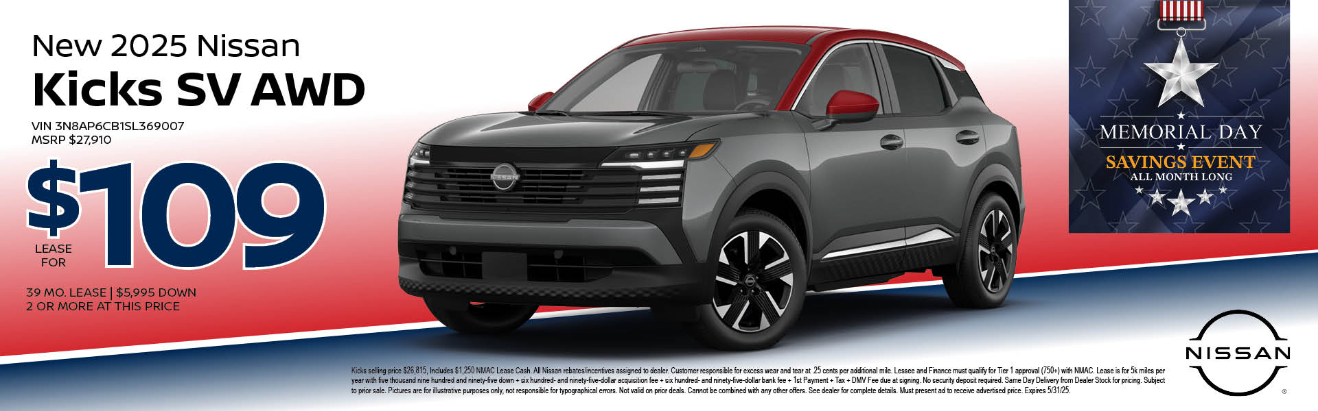 2025 Nissan Kicks Lease offer